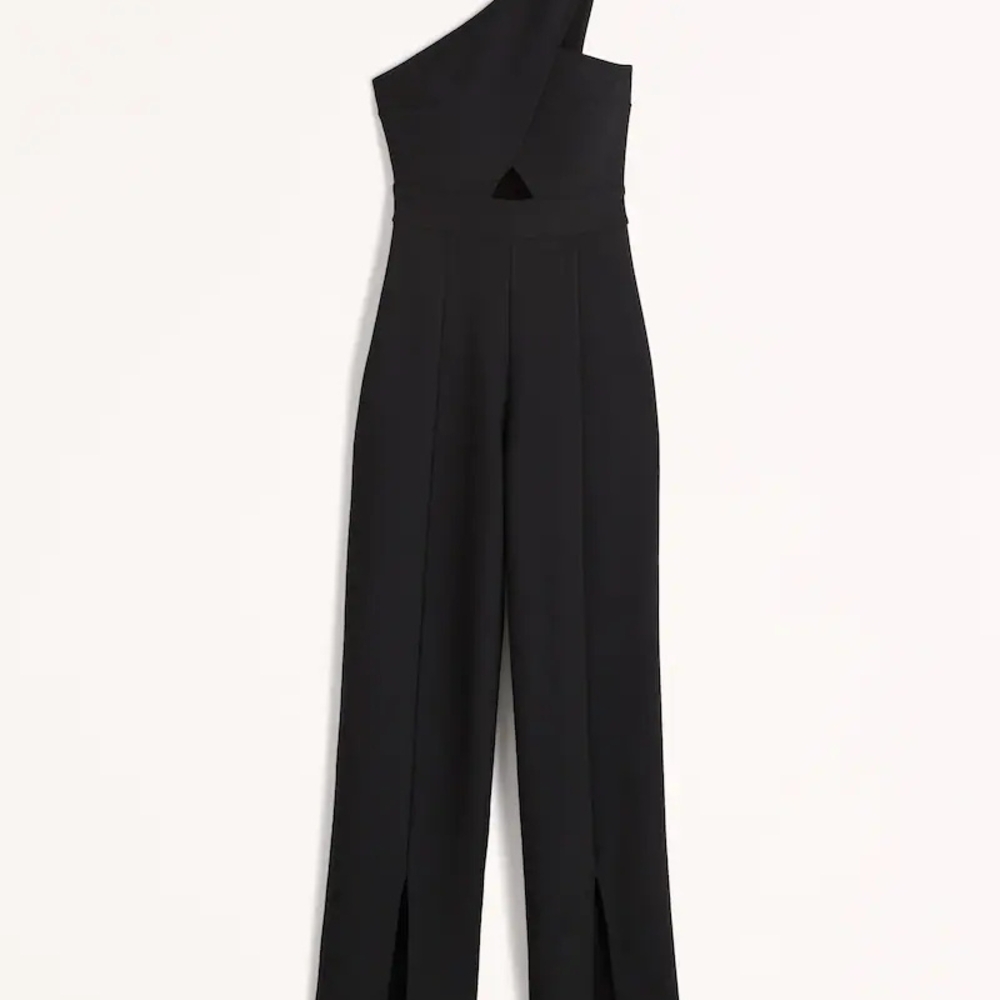 Abercrombie Black One-Shoulder Split Hem Jumpsuit